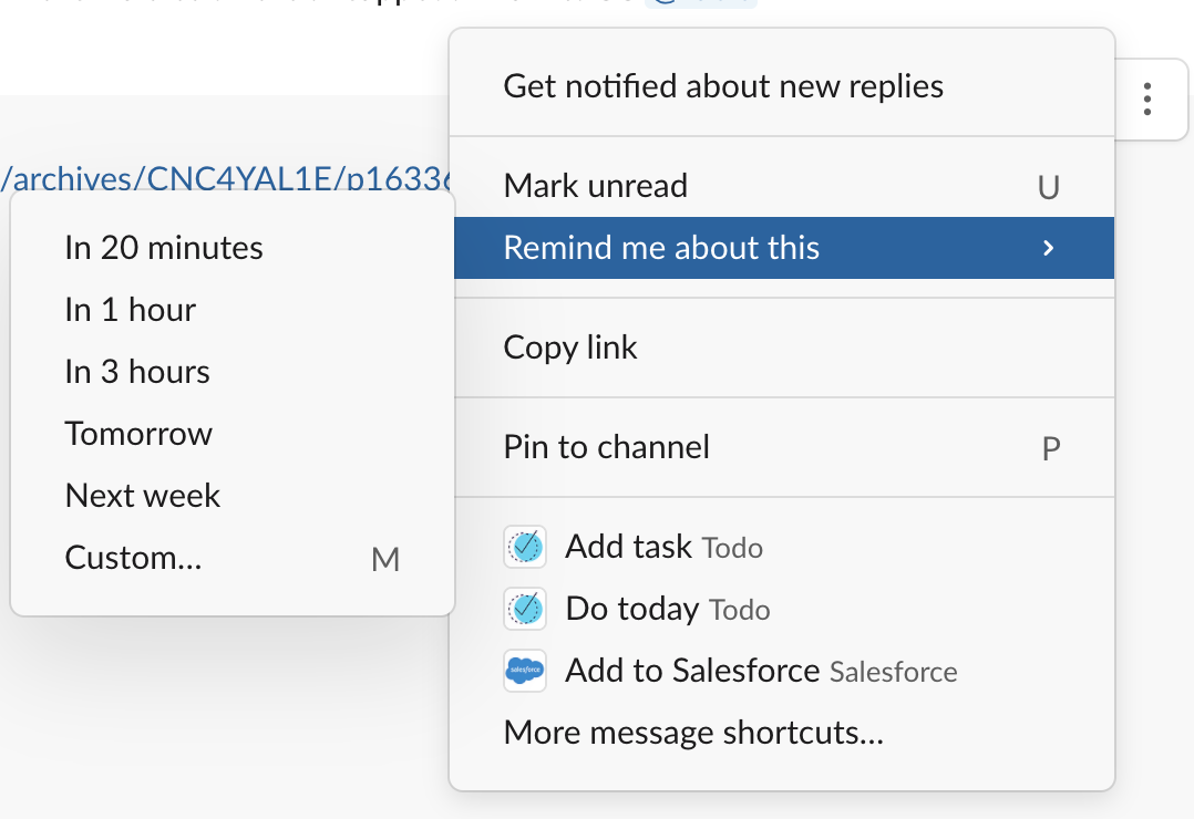 Slack reminders